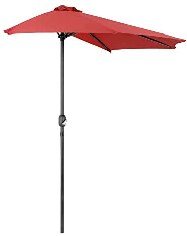 FRANKYSTAR Mezza Luna - Ombrellone a mezza luna con palo centrale da Ø38 mm e telo in poliestere da 180gr/mq con airvent. Ombrellone da balcone o terrazzo in giallo, grigio o rosso. L300xP150xH250 cm