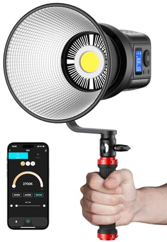 RALENO 80W LED Studio Videoleuchte, Duale Farbtemperatur App Steuerung Videolicht, Dauerlicht Tageslicht 3200K-5600K CRI 95+ Dimmbar 1%-100%, Dual-Power-Modus Foto Licht für Video Fotografie YouTube