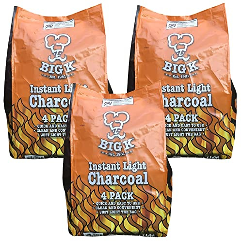 Topline Instant Light Lumpwood Charcoal Bags - 4x1kg BBQ Coals - Easy to Use, FSC Certified, Unflavored