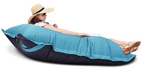 Gardenista Riesen-Sitzsack XXL 125×160 cm Wasserfestes Indoor & Outdoor Liegekissen 380L EPS Perlen Füllung Bean Bag mit waschbarem Bezug Sessel für Kinder & Erwachsene Sitzkissen Sofa (Blaugrün)