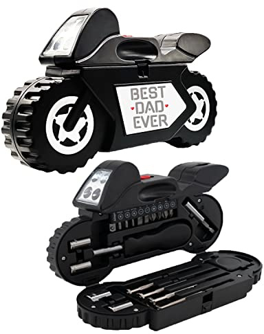 Best Dad Ever Motorcycle Tool Kit | Unique Multi Tool Gift for Him | Fun Christmas, Birthday & Father’s Day Present for Dad, Grandad or Husband