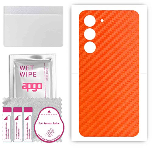 apgo Rückseite Schutzfolie, Skin, kompatibel mit Samsung Galaxy S23, Hinten Displayschutzfolie aus Vinylfolie, kratzfest, einfache Montage - Karbon Orange