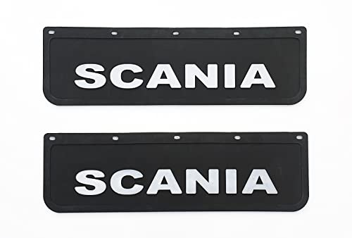 2 pezzi Paraspruzzi Parafanghi in Gomma Dura per Camion 60x18 cm, Nero con Scritta 3D in Rilievo