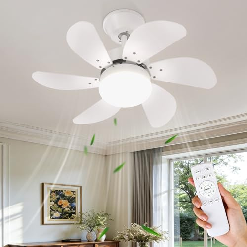 Homefire Deckenventilator Mit Beleuchtung Leise - Ø75 cm Deckenlampe Wohnzimmer Ventilator Deckenleuchte Wohnzimmerlampe Weiß Fan Sommer-/Winter für Schlafzimmer Esszimmer Ohne leuchtmittel