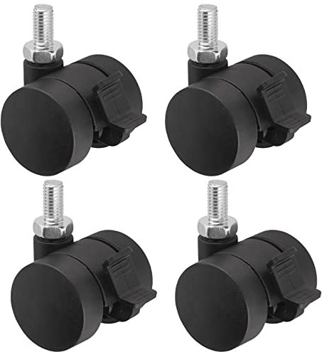 Sotech 4er Set Möbelrolle AACHEN mit M8 x 15 mm Gewinde und Bremse (Ø 35 mm, 40 Kg Tragfähigkeit pro Rolle, 360 Grad drehbar, schwarz) Transport-Rollen leise und bodenschonend