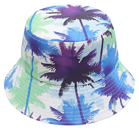 ZLYC Männer Frauen Sommer Fischerhüte Obst Hut, Palmenbaum Print, One Size