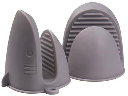 Silicone Oven Gloves, Pot Holders-Heat Resistant, Non-Slip, Waterproof, Mini Oven Mitts Perfect for Cooking, Baking and BBQ (Grey)