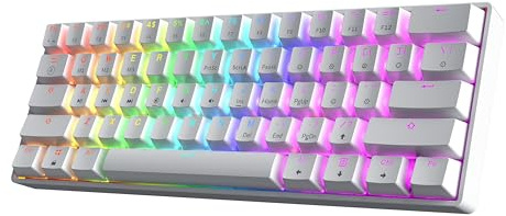 HK GAMING GK61 SE 60% | Mechanical Gaming Keyboard | 61 Keys Multi Color RGB LED Backlit for PC/Mac Gamer | US Layout (White, Mechanical Speed Yellow)