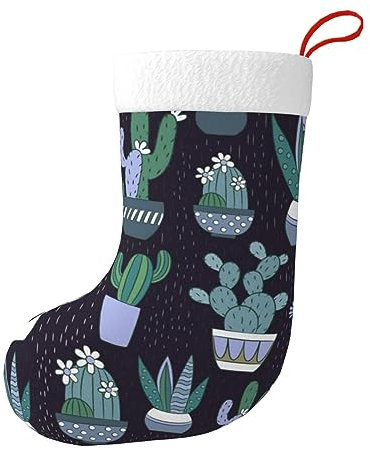 PEIXEN Kaktus-Weihnachtsstrümpfe, Samt mit weißem, superweichem Plüsch-Manschette, Weihnachtsstrümpfe, klassische personalisierte Strumpf-Dekorationen für Familie, Urlaub, Jahreszeit Dekor