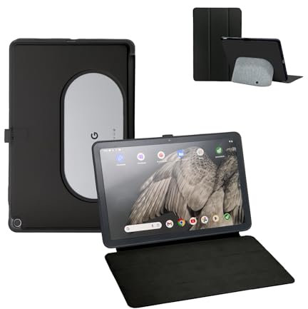 Penoval Google Pixel Tablet-Hülle 11 Zoll (2023), Silikonhülle, Verstellbarer Betrachtungswinkel, einfaches Handgepäck, Schutzhülle kompatibel mit Lade-Lautsprecher-Dock (Schwarz)
