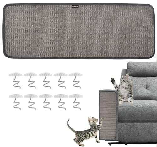 Kratzmatte Katze, Kratzmatte für Katzenmöbel, Natürliche Katzenkratzbretter Sisal Kratzteppich 60x20 cm, Kratzschutz Sofa Katze Sisal, Kratzmatte für Katzen Schützt Teppiche und Sofas (Grau)