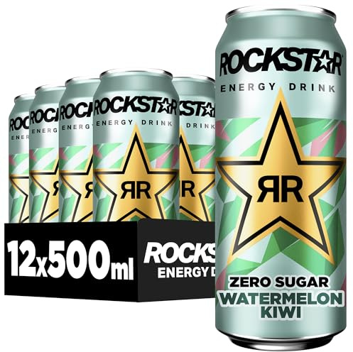 Rockstar Energy Drink Zero Sugar Watermelon Kiwi, 12x500ml – koffeinhaltig