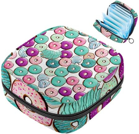 Sacchetto di immagazzinaggio del tovagliolo sanitario,Borsa mestruale,Sacchetto del cuscinetto,Dolci variopinti ciambella dolci,Sacchetto di periodo