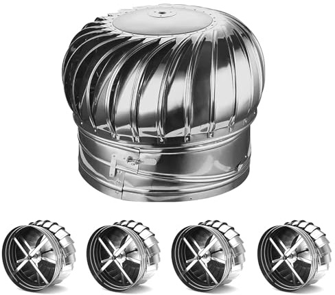 Comignolo Girevole, 304 Acciaio Inox Rotante Ventilazione Cappuccio, Canna Fumaria Tonda Testa Camino Parapioggia, Cappuccio Di Spinner Per Camino, Adatta Per Aziende Agricole Sul Tetto(350mm/13.8in)