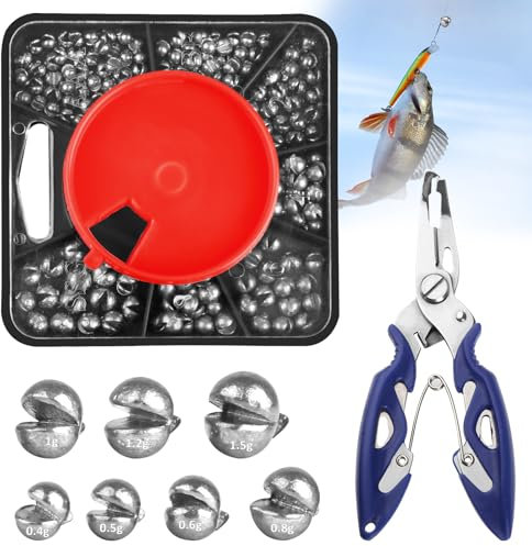 160 Pcs Fishing Weights Shot, 7 Sizes Split Shot Fishing Weights Mixed with Pliers and Compartment Box, Non Toxic Drop Sinkers for Carp Freshwater & Saltwater Angling