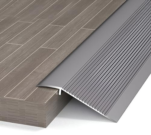 36'' Schwellennaht-Abdeckungsstreifen, Aluminium-Bodenübergangsstreifen, Schlafzimmer-Küchen-Badezimmertüren-Bodenabdeckungsstreifen, Bodenübergänge-Trennwand,3Pcs(Gray)