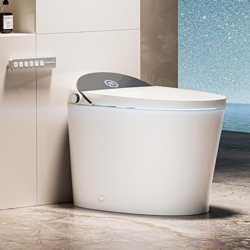 CANEST Smart Toilet with Bidet Built in, Smart Toilet with Heated Seat, Foot Sensor, Rear Wash, Warm Water and Dryer, Remote Control, LED Display, Night Light, Auto Deodorization (TC-300BK)