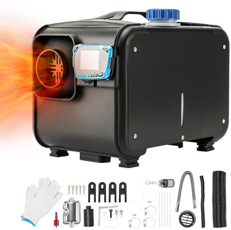 Riscaldatore ad aria diesel 8KW 12V, riscaldatore diesel tutto in uno con interruttore LCD e telecomando Riscaldamento rapido, riscaldamento notturno portatile a gasolio silenzioso per camper, auto,