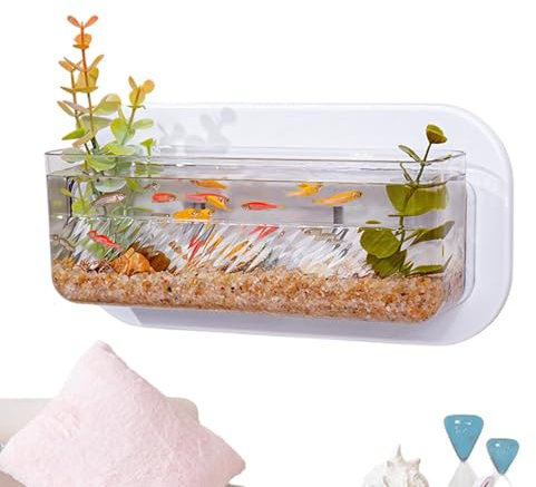Wall Mounted Fish Bowl - Plant Container No Drilling - Decorative Compact Aquarium Fish Bowls for Bedroom, Kitchen, Apartment, Dormitory