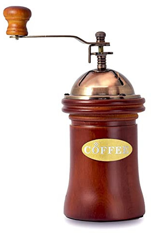 Moulin à café manuel en bois vintage à manivelle avec engrenage réglable