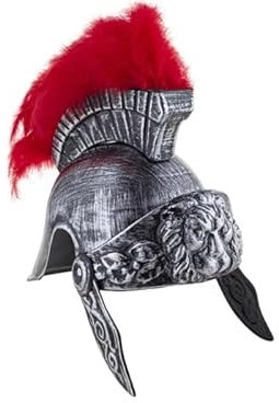 LP Divertissements Lot de 6 - Casque de Romain Argent avec plumeau Rouge i