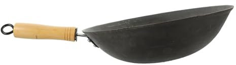 Alipis Wok de Cuisine avec Poignée Wok pour Plaque Électrique et Induction pour Gaz Accessoire de Cuisine