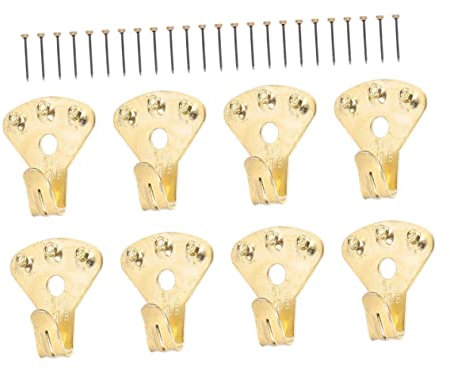 Tofficu 12stücke Metall Bilderrahmen Aufhänger Mit Nägeln Robuste Und Langlebige Messing Haken Für Einfache Wandmontage Von Bildern Und Dekorationen