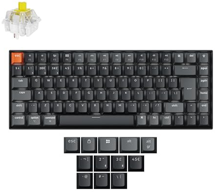 Keychron K2 QMK Custom Wireless Bluetooth/Wired Mechanical Keyboard, Programmable Macro, White Backlight Super Banana Switch for Mac/Windows/Linux(Version 3) - UK Layout