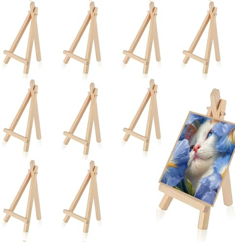 WUBAYI Mini-Staffelei aus Holz, kleine Staffelei für Mal- und Kartenständer, Schreibtisch-Halter für Kunst, Hochzeiten, Kinderbasteln, 10 Stück