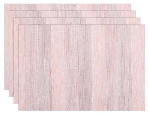 Winknowl 4er Set Tischsets Abwaschbar, PVC Platzdeckchen Abgrifffeste Hitzebeständig, rutschfest Platz-Matten für Küche Speisetisch Abwischbar Tisch-Matten Antifouling Leicht zu Reinigen (Nebelrose)
