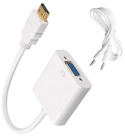 Vynetra Durabilidad HDMI a VGA Adaptador 1080P con sonido para portátiles y computadoras de escritorio, carcasa de ABS, menor consumo de energía, 255 mm