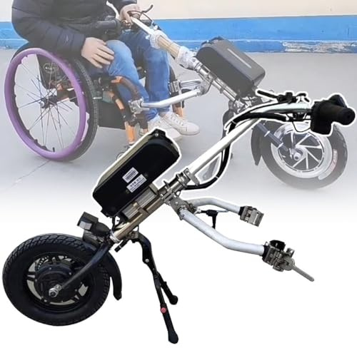 Elektrischer Rollstuhl-Umbausatz, 500W Elektro-Handbike-Rollstuhlbefestigung mit Stoßdämpfersystem, Hochtöner, 17-Ah-Batterie, Reichweite 65 km, A