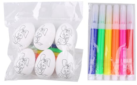Kit per pittura con uova di Pasqua, 6 x 4 cm, autentico set di tintura per uova, include 6 coloranti, divertenti strumenti di decorazione per cacce pasquali cestino riempitivo attività per ragazze e