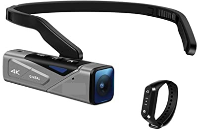 BGAZA Video Camera Camcorder 4K Vlog Cameras Wearable, Built-in Gimbal Stabilization, For Blog(Add U3 64G SD card,EP7 with remote)