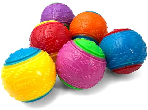 UNITYLE Squeaky Dog Ball Dog Toys for Dogs Teeth Cleaning Puppy Pack of 6 | Chew Toys Pet Training Ball Dental Interactive Squeaker