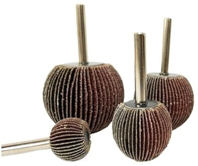 Roue à lamelles en Papier de Verre sphérique D20/30/40/50, Grain 60/80/120/180, Tige de 6mm, Outil Rotatif abrasif en Forme de Boule(120 Grit)