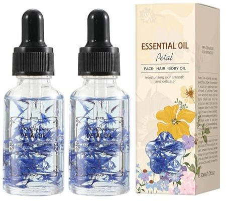 2 x Organic Hair Oil, Natural Body Massage Oil, Nourishes and Regenerates Skin Vitality, Smooths Frizzy Hair and Gives It Shine Essence for Women, 30 ml (One Size, Chrysanthemum Flowers)