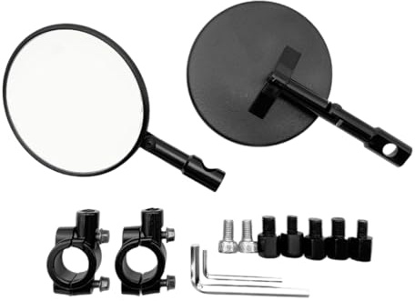 EIHI Specchietti Moto Manubrio, Specchietto Retrovisore Manubrio con Staffa per Specchietto e Strumenti di Installazione, Tondi Specchi Moto Compatibili con Motocicli, Scooter, ATV
