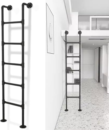 Échelle de sortie de secours pour fenêtre et lit mezzanine – Marche murale en acier noir, accès universel pour camping-car peu encombrant – Tube rond de 1,1 m