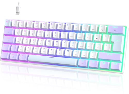UrChoiceLtd MK21 Gaming Keyboard, 60% Percent Wired Mechanical Keyboard, 61 Keys Compact UK Layout, Hot Swappable, RGB Backlit, Anti-ghosting, Red Switch, for PC, MAC, Gamer, Office, Typist - Purple