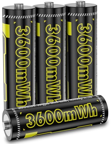 4Stück 1,5V AA Wiederaufladbar Li-Ion Nr. 5 Batterie Langlebige AA Akku –3600 mWh Ultra-Hohe Wahre Kapazität, Lange Lebensdauer, Kein Memory-Effekt, Geringe Selbstentladung für Xboxx-Steuerungen usw