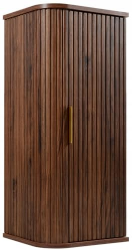 RODAN Badezimmerschrank Hängend mit Fächern für kleine Räume | Schrank mit Soft-Close, Hängender Badschrank Schmal 79x35,5x31,5 cm, Badschrank Halbpfosten Eiche Nussbaum