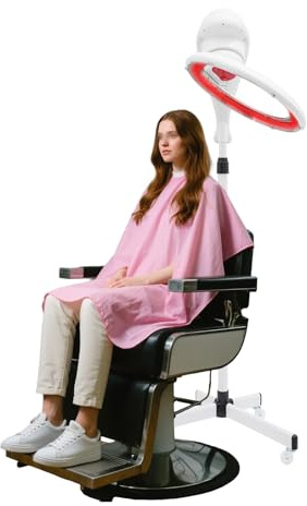 Secador de pelo profesional de pie con infrarrojos y LCD, campana de secado flotante, 950 W, altura ajustable (157-178 cm), tiempo/temperatura ajustable, 4 ruedas, para peluquería, belleza, color
