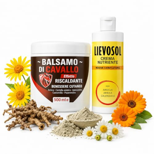 Lievosol Crema Nutriente + Balsamo di Cavallo 500 ml | Effetto Riscaldante, Con Arnica e Calendula, Con Argilla e Peperoncino, Benessere Cutaneo e Comfort Muscolare, Uso Topico