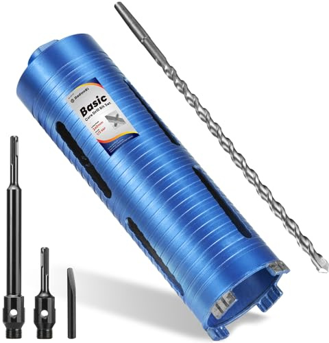 DaduoRi 76mm x 240mm Long Core Drill Bit Set with 240mm,110mm SDS Plus Adaptor & Centre Pilot Bit,Diamond Core Drill Set for Brick Block Masonry Stone,1/2 BSP Thread(For hole 75mm)