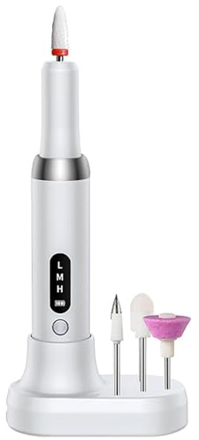 Taladro pulidor de uñas eléctrico, profesional, for eliminar la piel, lijado artístico, lima, bolígrafo, pulido muertas, máquina manicura, cuidado(A-White)