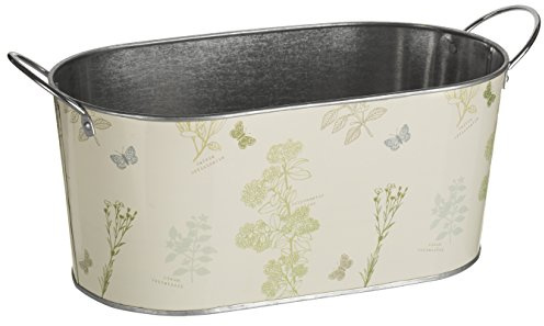 Premier Housewares Jardin Eimer, länglich, natur/grün, 18,5 x 42 x 15 cm