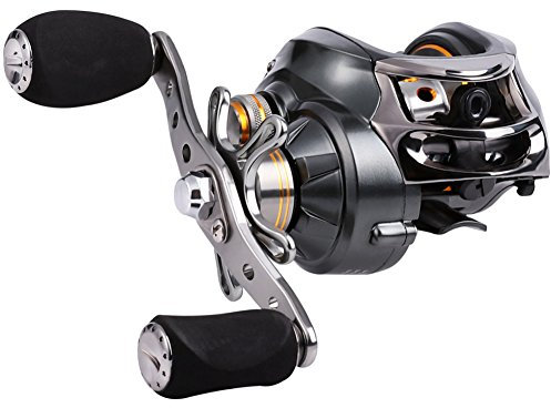 Sougayilang Baitcast-Rolle, 12 Edelstahl-Kugellager, 18 kg, Super Drag, magnetisch abgestimmte Doppelbremsen, Angelrolle für Barsch, Crappies, Forelle, Zander und mehr, 18LB 11+1BB-Left Handed