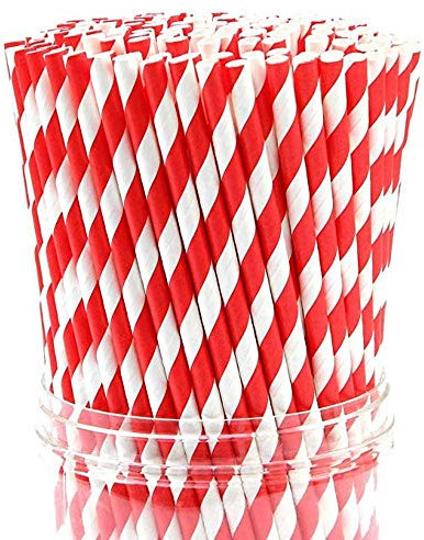 Bestenrose liefern Party Papierstrohhalme 250pcs Biologisch abbaubare Strohhalme für den täglichen Bubble Tea Saft Geburtstag Party Hochzeiten Baby-Duschen Valentine Holiday (Grün) (Rot, 250 Stück)