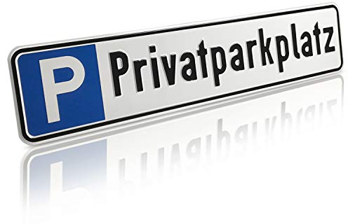 Betriebsausstattung24 Privatparkplatz Schild Aluminium, geprägt | 52,0 x 11,0 cm - Schild metall - Nummernschildform - KFZ-Kennzeichen Stellplatz Parkplatz